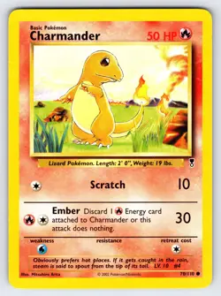 Charmander 70/110 Legendary Collection Pokemon Card TCG WOTC Vintage - Nm/Vlp - Image 1