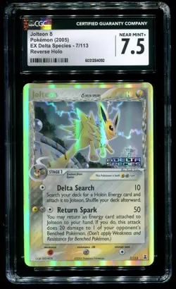 CGC 7.5 Jolteon Reverse Holo Rare EX Delta Species 2005 Pokemon Card #7 - Image 1