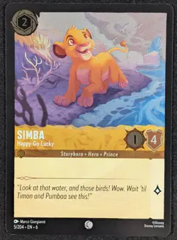 Simba Happy Go Lucky Disney Lorcana Foil Azurite Sea Card 5/204 (NM) - Image 1