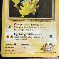 Lt. Surge’s Pikachu 81/132 | Gym Heroes | Non Holo Pokemon Card LP - Image 3