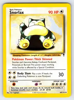 Snorlax 64/110 Legendary Collection Pokemon Card TCG Vintage Uncommon - Lp/Vlp - Image 1