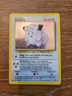 Pokemon TCG Clefairy Base Set Holo Unlimited Rare Card 5/102 - Image 1
