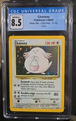 CGC 8.5 Chansey 1999 Base Set - 1st Edition 3/102 Holo Pokemon Card - Image 1