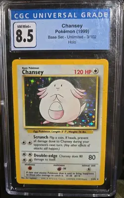 CGC 8.5 Chansey 1999 Base Set - 1st Edition 3/102 Holo Pokemon Card - Image 2
