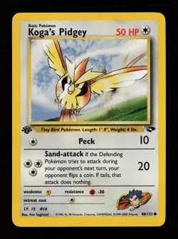 Koga's Pidgey 80/132 1st Edition Common Gym Challenge Pokemon Cards - Image 1