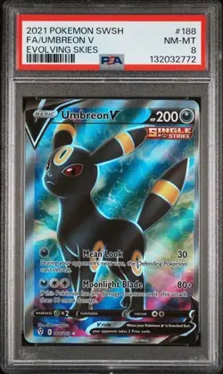 PSA 8 - 2021 Pokemon Card - Evolving Skies Umbreon V #188 Full Art Ultra Rare - Image 1
