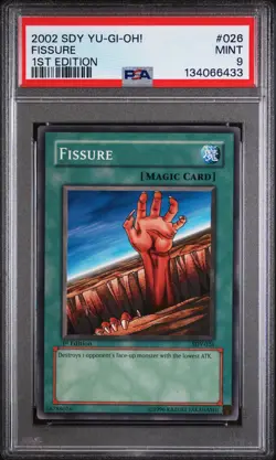 2002 YU-GI-OH! STARTER DECK: YUGI 1ST ED #026 FISSURE PSA 9 - Image 1