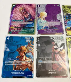 One Piece Winner Lot of 8 Cards Monkey.D.Luffy, Portgas.D.Ace, Shanks, Jinbe - Image 2