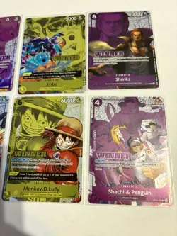 One Piece Winner Lot of 8 Cards Monkey.D.Luffy, Portgas.D.Ace, Shanks, Jinbe - Image 3