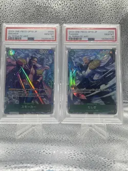 One Piece Set Of 2 Sequential Psa 10 Japanese Smoker & Tashigi Op10 Alt Arts - Image 1