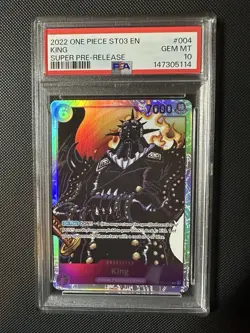 2022 ONE PIECE SUPER PRE-RELEASE ST04-ANIMAL KINGDOM PIRATES #004 KING PSA 10 - Image 1