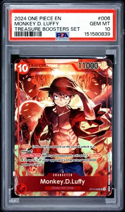 2024 One Piece EN Monkey D. Luffy ST10-006 SR Treasure Boosters Set PSA 10 - Image 1