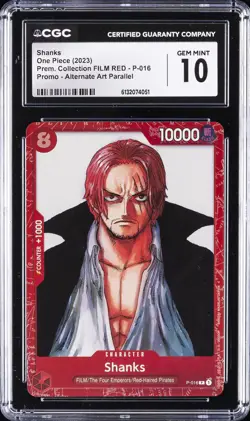 2023 ONE PIECE ENGLISH PREMIUM COLL. FILM RED #P-016 SHANKS CGC 10 GEM MINT - Image 1