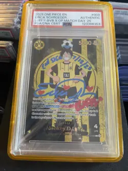 Monkey D. Luffy 2025 BVB One Piece Match Day Promo Auto Erica Schroeder PSA - Image 1