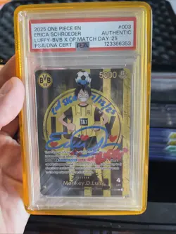 Monkey D. Luffy 2025 BVB One Piece Match Day Promo Auto Erica Schroeder PSA - Image 3