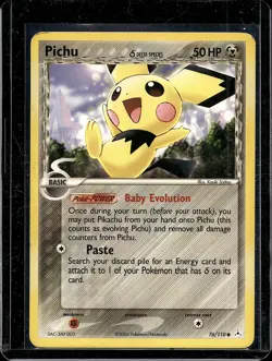 Pichu Delta Species 76/110 Holon Phantoms Non Holo LP Vintage Pokemon Card - Image 1