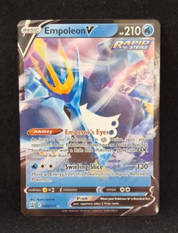 EMPOLEON V HP 210 RAPID STRIKE 040/ 163 SHINY FOIL 2021 POKEMON TRADING CARD - Image 3