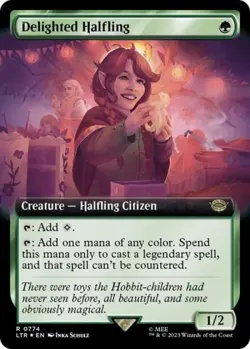 Delighted Halfling (Extended Art) (Surge Foil) -Foil Near Mint MTG - Image 1