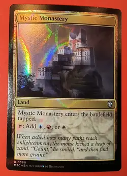 MTG, MAGIC: MYSTIC MONASTERY/ *RIPPLE FOIL* - M3C #0360 - NM / UNCOMMON - LAND - Image 1