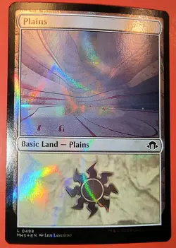 4X PLAYSET-MTG: MAGIC - *PLAINS* BASIC LAND, #498/MH3/ NM RIPPLE FOIL - Image 2
