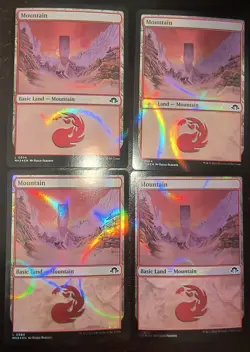 4X PLAY SET, MAGIC - *MOUNTAIN* BASIC LAND, #504/MH3/ NM RIPPLE FOIL/ UNPLAYED - Image 1