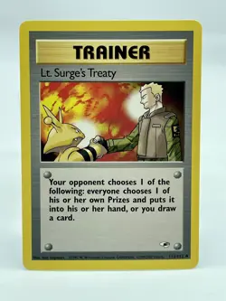 Lt. Surge's Treaty 112/132 Gym Heroes Trainer Pokemon TCG Vintage 2000 NM - Image 1