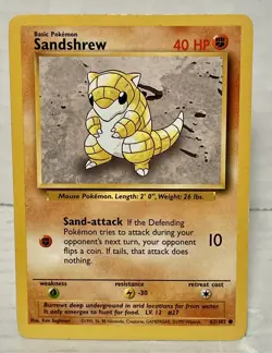 Sandshrew 62/102 Base Set Unlimited 1999-2000 WOTC Pokemon LP Vintage - Image 1