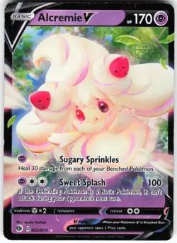 Alcremie V 22/73 Pokemon Champion's Path Holo Ultra Rare HP/DMG - Image 1