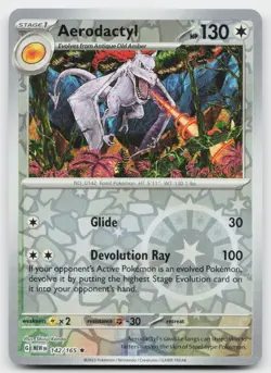 Aerodactyl 142/165 Rare 151 Pokemon Reverse Holo Near Mint - Image 1