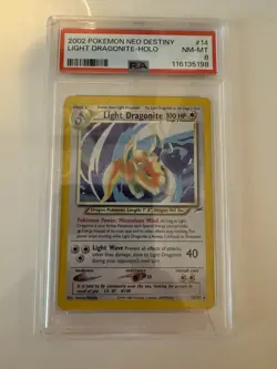 PSA 8 NM-MT Light Dragonite Holo Neo Destiny 14/105 Pokemon Card TCG - Image 1