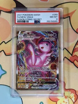 2021 Pokemon Sword & Shield Fusion Strike Mew VMAX FA -Secret PSA 8 269/264 - Image 1