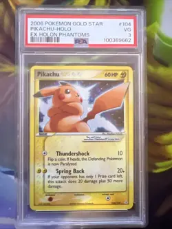 G2U Pokemon Gold Star Pikachu Holo Card PSA 3 VG2006 104110 EX Holon Phantoms - Image 1