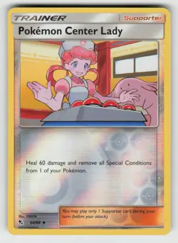 Reverse Holo Pokemon Center Lady 64/68 Uncommon Hidden Fates Near Mint - Image 1