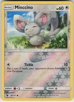 Reverse Holo Minccino 85/111 Common Crimson Invasion Near Mint - Image 1