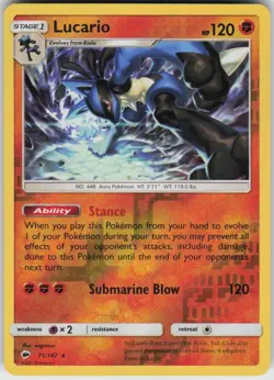 Reverse Holo Lucario 71/147 Rare Burning Shadows Near Mint - Image 1