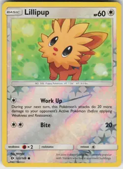 Reverse Holo Lillipup 103/149 Common SM Base Set Near Mint - Image 1