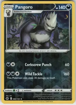 Reverse Holo Pangoro 080/159 Rare Crown Zenith Near Mint - Image 1