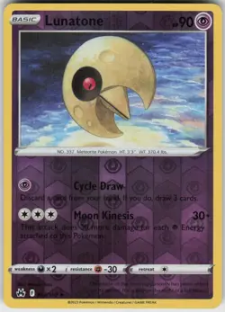 Reverse Holo Lunatone 062/159 Uncommon Crown Zenith Near Mint - Image 1