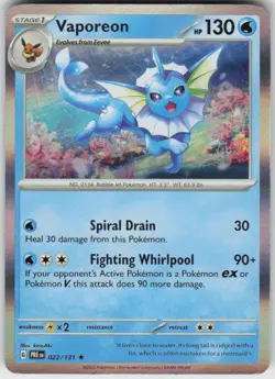Holo Vaporeon 022/131 Rare SV: Prismatic Evolutions Near Mint - Image 1