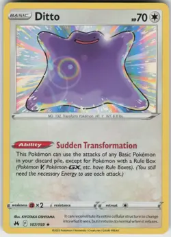 Holo Ditto 107/159 Rare Crown Zenith Near Mint - Image 1