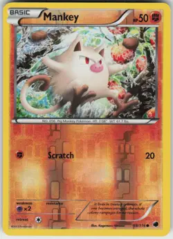 Reverse Holo Mankey 59/116 Common Plasma Freeze Near Mint - Image 1