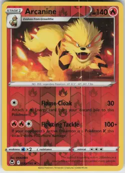 Reverse Holo Arcanine 020/195 Rare Silver Tempest Near Mint - Image 1