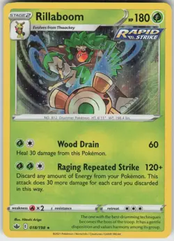 Holo Rillaboom 018/198 Rare Chilling Reign Near Mint - Image 1