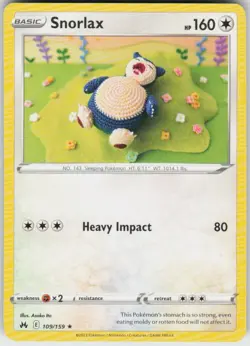 Snorlax 109/159 Rare Crown Zenith Near Mint - Image 1