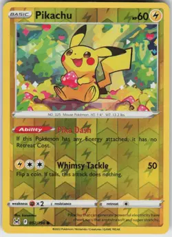 Reverse Holo Pikachu 052/196 Common Lost Origin Near Mint - Image 1