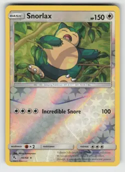Reverse Holo Snorlax 50/68 Rare Hidden Fates Near Mint - Image 1