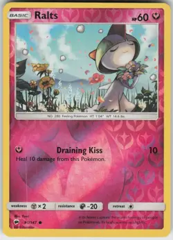 Reverse Holo Ralts 91/147 Common Burning Shadows Near Mint - Image 1
