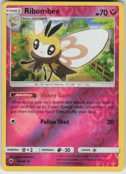 Reverse Holo Ribombee 96/147 Uncommon Burning Shadows Near Mint - Image 1