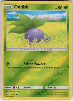 Reverse Holo Oddish 4/147 Common Burning Shadows Near Mint - Image 1