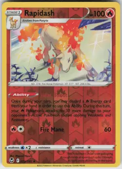 Reverse Holo Rapidash 022/195 Rare Silver Tempest Near Mint - Image 1